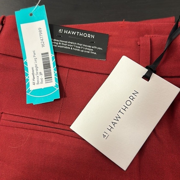 41 Hawthorn Pants 2P Becca Straight Leg Burgundy Ponte Stretch Tailored Preppy - Picture 3 of 15